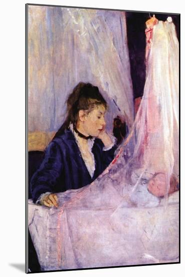 Mother Looks At Baby In The Cradle-Berthe Morisot-Mounted Art Print