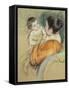 Mother Louise Holding Up Her Blue-Eyed Child-Mary Cassatt-Framed Stretched Canvas