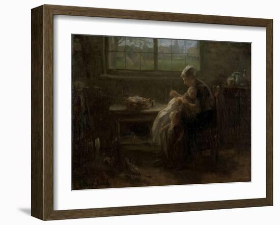 "Mother Mature"-Jozef Israels-Framed Art Print