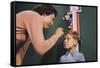 Mother Measuring Boy's Height-William P. Gottlieb-Framed Stretched Canvas