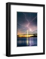 Mother Nature Appears, Lightning Storm Bay Bridge Oakland Bay Area-Vincent James-Framed Photographic Print