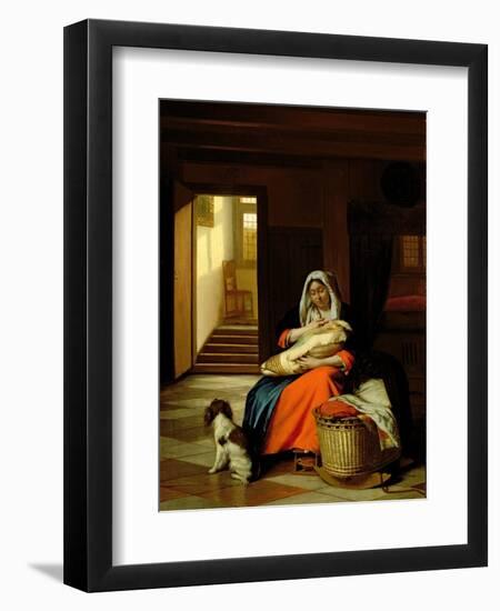 Mother Nursing Her Child, 1674-76-Pieter de Hooch-Framed Giclee Print