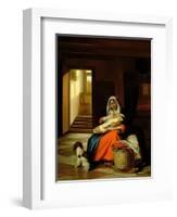 Mother Nursing Her Child, 1674-76-Pieter de Hooch-Framed Giclee Print