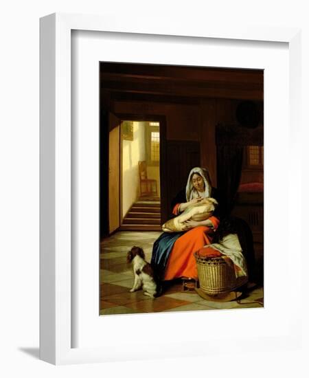 Mother Nursing Her Child, 1674-76-Pieter de Hooch-Framed Giclee Print