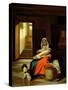 Mother Nursing Her Child, 1674-76-Pieter de Hooch-Stretched Canvas