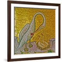 Mother Pelican Feeding Her Young with Her Own Blood, Kykkos Monastery, Troodos Mountains, Cyprus-null-Framed Giclee Print