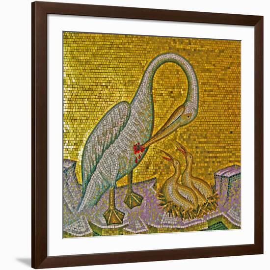 Mother Pelican Feeding Her Young with Her Own Blood, Kykkos Monastery, Troodos Mountains, Cyprus-null-Framed Giclee Print