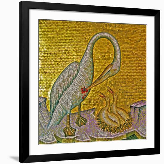 Mother Pelican Feeding Her Young with Her Own Blood, Kykkos Monastery, Troodos Mountains, Cyprus-null-Framed Giclee Print