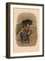 Mother Pig and Sad Little Pig Walking in the Rain-A. Gual-Framed Art Print