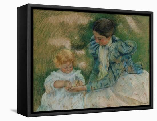 Mother Playing with Child, c.1897-Mary Stevenson Cassatt-Framed Stretched Canvas