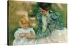 Mother Playing with Child.-Mary Cassatt-Stretched Canvas