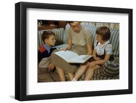 Mother Reading Book to Children-William P. Gottlieb-Framed Photographic Print