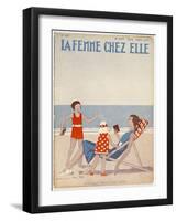 Mother Reads a Book in a Deckchair-null-Framed Art Print