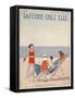 Mother Reads a Book in a Deckchair-null-Framed Stretched Canvas