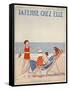 Mother Reads a Book in a Deckchair-null-Framed Stretched Canvas