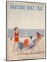 Mother Reads a Book in a Deckchair-null-Mounted Art Print