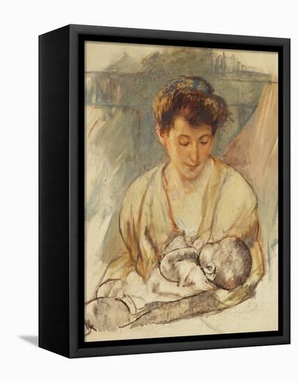 Mother Rose Looking Down at Her Sleeping Baby, C.1900-Mary Cassatt-Framed Stretched Canvas
