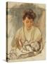 Mother Rose Looking Down at Her Sleeping Baby, C.1900-Mary Cassatt-Stretched Canvas