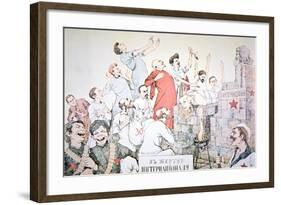 Mother Russia Being Sacrificed on the Altar of Bolshevism, 1917-null-Framed Giclee Print