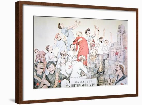 Mother Russia Being Sacrificed on the Altar of Bolshevism, 1917-null-Framed Giclee Print