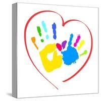 Mother's and Kid's Hands in A Heart-portarefortuna-Stretched Canvas