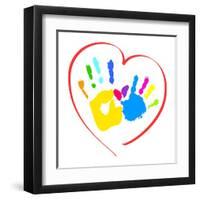 Mother's and Kid's Hands in A Heart-portarefortuna-Framed Art Print