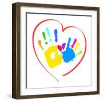 Mother's and Kid's Hands in A Heart-portarefortuna-Framed Art Print