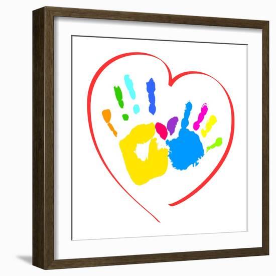 Mother's and Kid's Hands in A Heart-portarefortuna-Framed Art Print