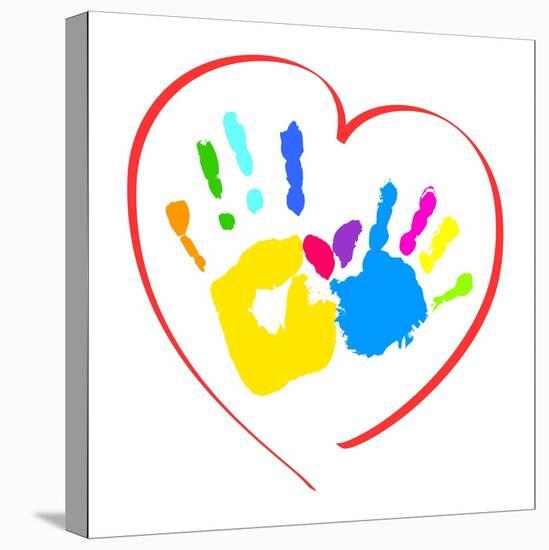 Mother's and Kid's Hands in A Heart-portarefortuna-Stretched Canvas
