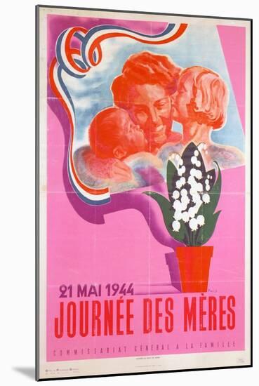 Mother's Day, 21st May 1944, Vichy French Poster, 1944-Phili-Mounted Giclee Print