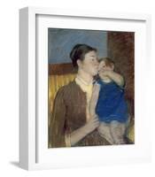 Mother's Goodnight Kiss-Mary Cassatt-Framed Giclee Print