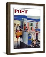 "Mother's Little Helpers" Saturday Evening Post Cover, April 18, 1953-John Falter-Framed Giclee Print