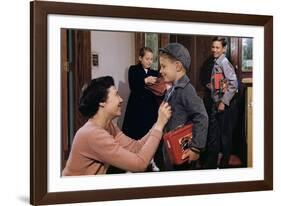 Mother Sending Children Off to School-William P. Gottlieb-Framed Photographic Print