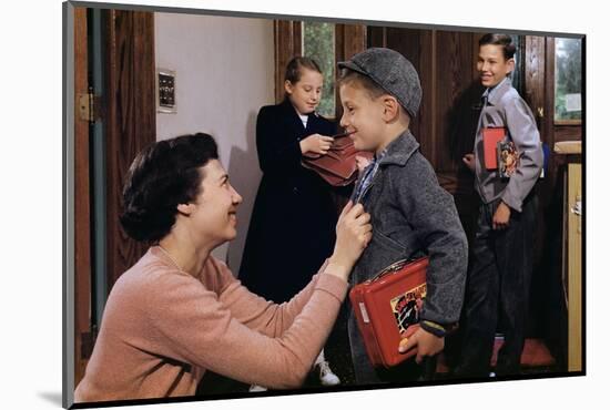 Mother Sending Children Off to School-William P. Gottlieb-Mounted Photographic Print