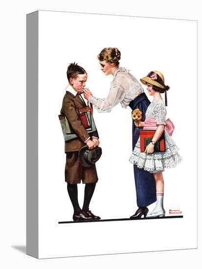 Mother Sending Children Off to School-Norman Rockwell-Stretched Canvas