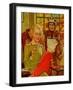 Mother Sews Her Son's Football Jersey As He Looks On-null-Framed Art Print