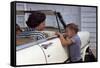 Mother Sitting in Car Laughing with Son-William P. Gottlieb-Framed Stretched Canvas