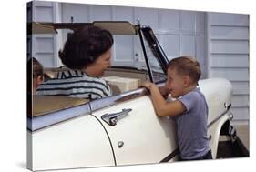 Mother Sitting in Car Laughing with Son-William P. Gottlieb-Stretched Canvas