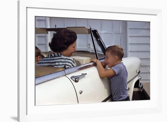 Mother Sitting in Car Laughing with Son-William P. Gottlieb-Framed Photographic Print