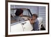 Mother Sitting in Car Laughing with Son-William P. Gottlieb-Framed Photographic Print