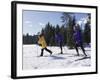 Mother Skiing with Her Son and Daughter-null-Framed Photographic Print