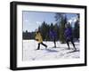 Mother Skiing with Her Son and Daughter-null-Framed Photographic Print