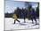 Mother Skiing with Her Son and Daughter-null-Mounted Photographic Print
