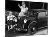 Mother Stands Next to Her Two Sons Sitting on the Hood of their Mercedes Automobile, Ca. 1948-null-Mounted Photographic Print