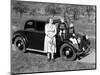 Mother Stands Next to Her Two Sons Sitting on the Hood of their Mercedes Automobile, Ca. 1950-null-Mounted Photographic Print