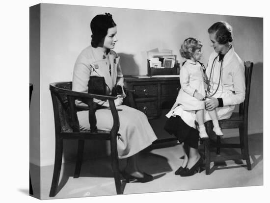 Mother Takes Her Little Girl to a Female Doctor for a Routine Examination-null-Stretched Canvas