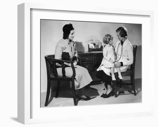 Mother Takes Her Little Girl to a Female Doctor for a Routine Examination-null-Framed Photographic Print