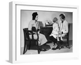 Mother Takes Her Little Girl to a Female Doctor for a Routine Examination-null-Framed Photographic Print