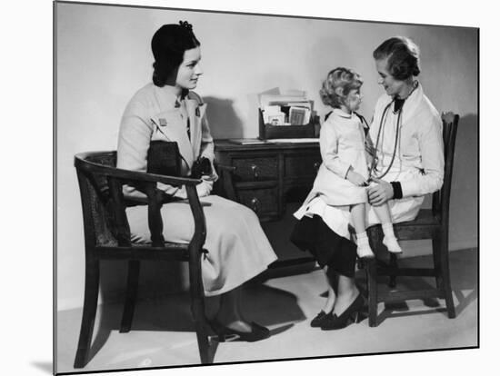 Mother Takes Her Little Girl to a Female Doctor for a Routine Examination-null-Mounted Photographic Print