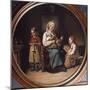 Mother teaching, 1850 oil-Henrik Lund-Mounted Giclee Print